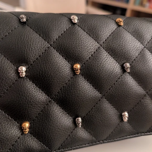 Betsey Johnson Black Quilted Crossbody Bag with Gold and Silver Accents - Picture 2 of 7